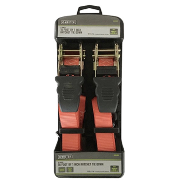 Master Mechanic Ratchet Tie-Down 2-Pack 1" x 15'