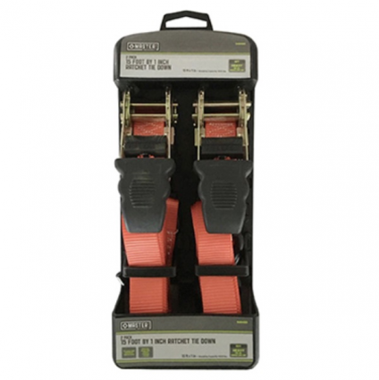 Master Mechanic Ratchet Tie-Down 2-Pack 1" x 15'
