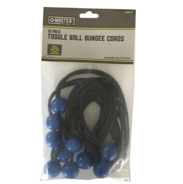 Master Mechanic Toggle Ball Bungee Cords 10-Pack 12"