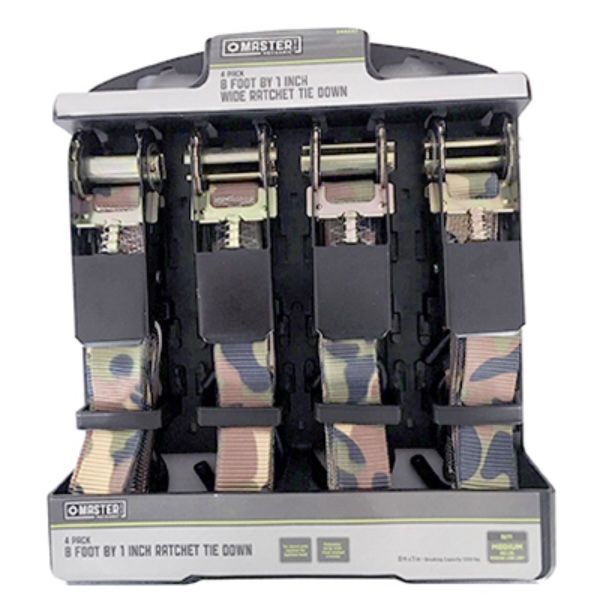 Master Mechanic Camo Ratchet Tie-Down 4-Pack 1" x 8'