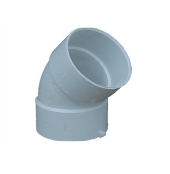 PVC Pipe Sewer Drain Elbow, 45-Degree, 6"
