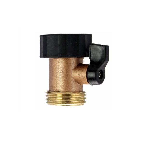 Brass Faucet-to-Hose Connector with Shut-Off