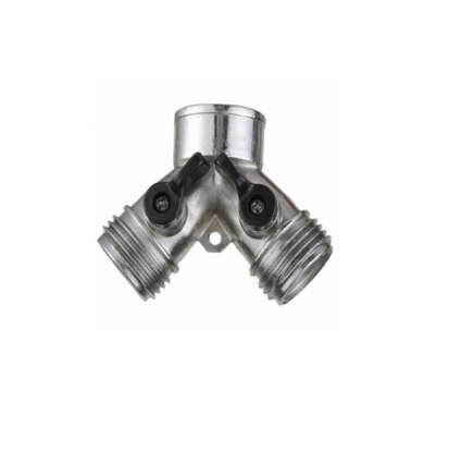 Two-Way Zinc Garden Hose Y Connector