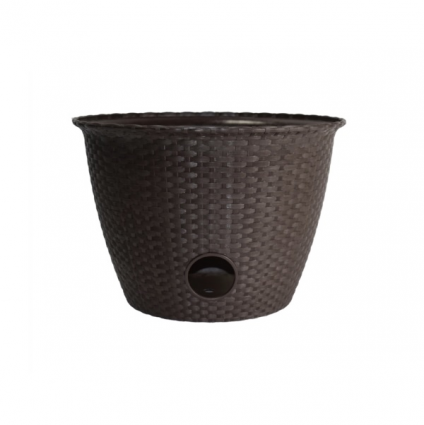 Brown Woven Garden Hose Pot 18"