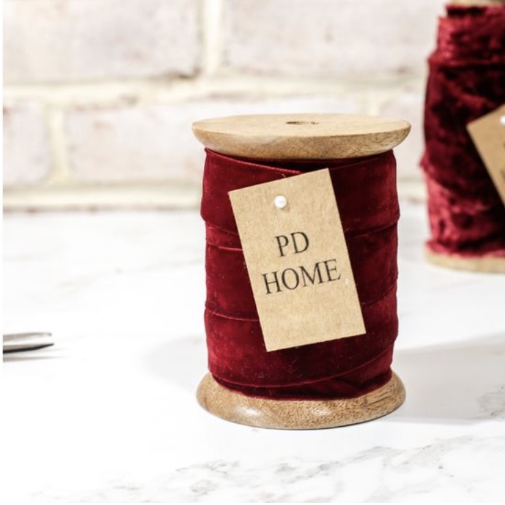 Dark Red Velvet Ribbon Spool 25MM x 10 YDS