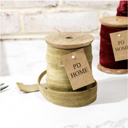 Gold Velvet Ribbon Spool 25MM x 10 YDS