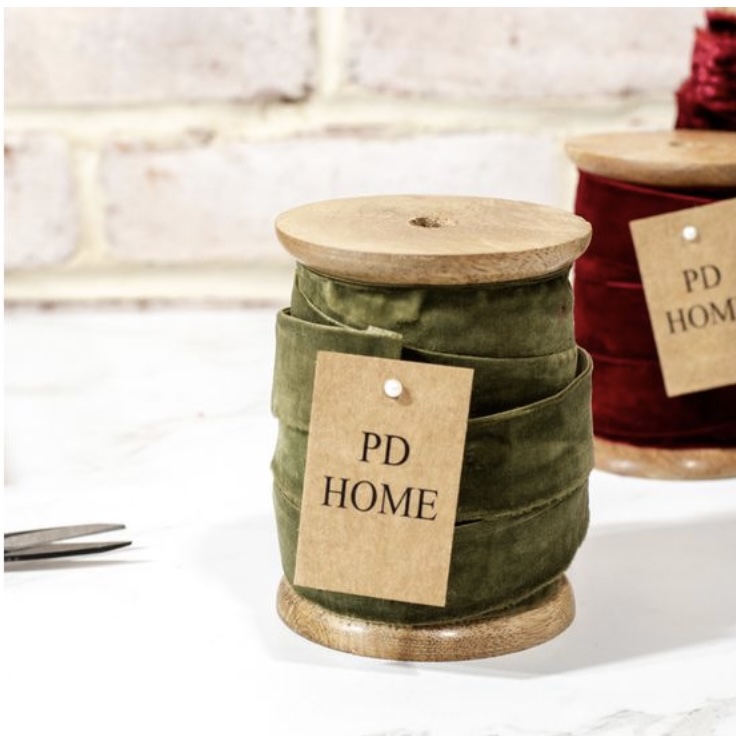 Olive Velvet Ribbon Spool 25MM x 10 YDS