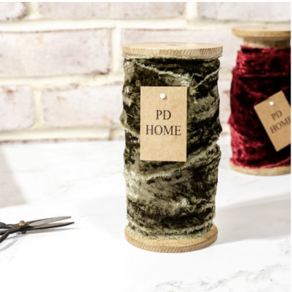 Olive Velvet Ribbon Spool 50MM x 10 YDS