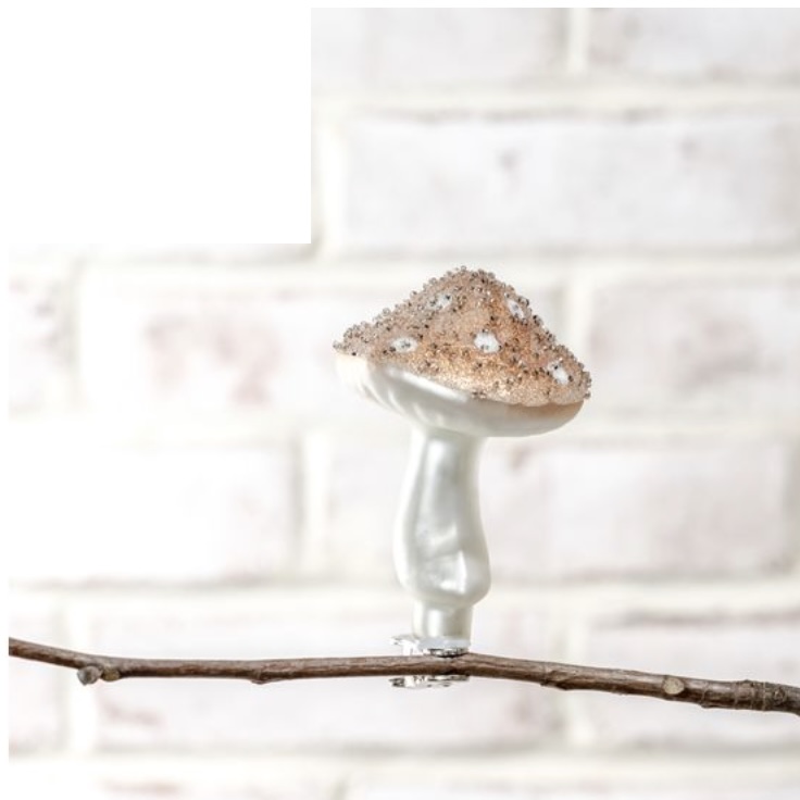 Frosted Mushroom Clip-On Ornament 4"