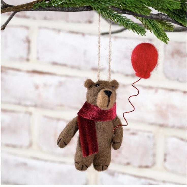 Fuzzy Balloon Bear Ornament 