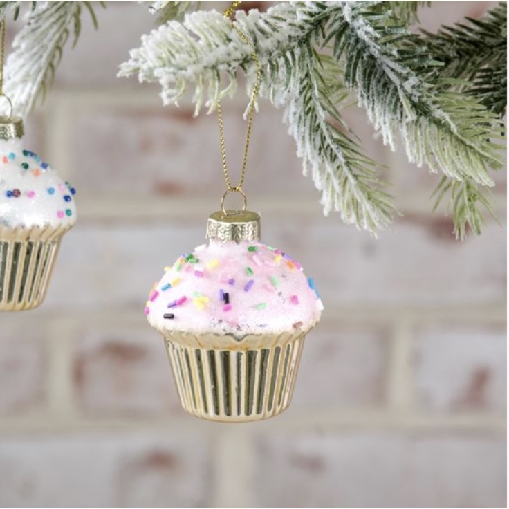 Pink Glass Cupcake Ornament