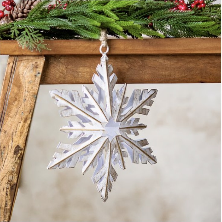 White and Gold Snowflake Hanger 16.5"