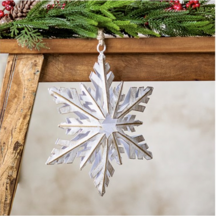 White and Gold Snowflake Hanger 16.5"