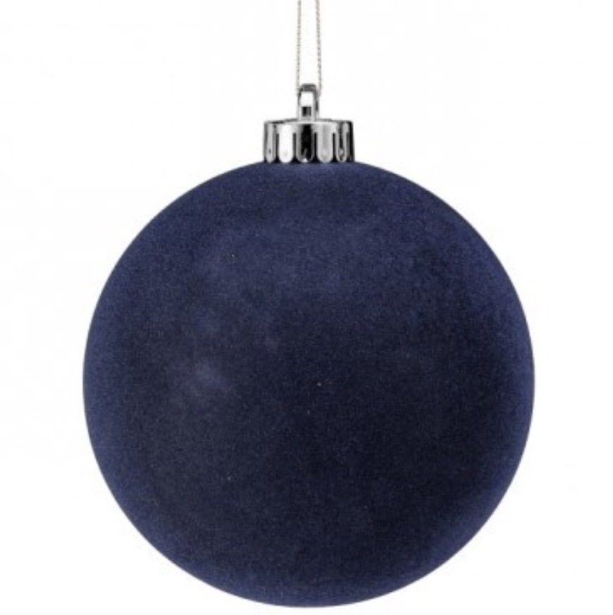 Flocked Navy Ball Ornament 120MM