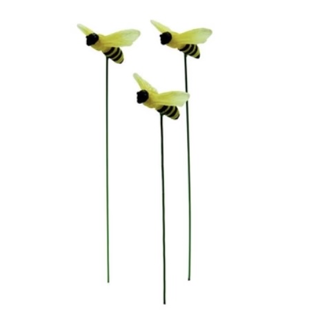 Glowing Bumble Bees Fairy Garden Stakes