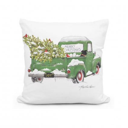 Christmas Tree on Green Truck 18X18 