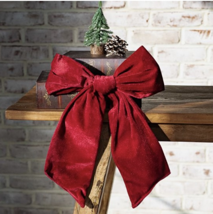 Maroon Velvet Bow 14"