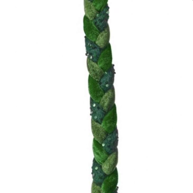 Green Velvet Sequin Braided Roping 60"