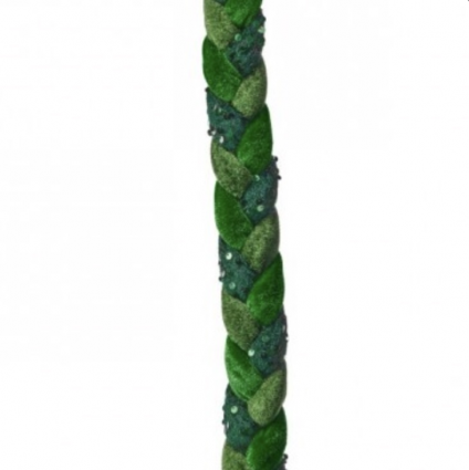 Green Velvet Sequin Braided Roping 60"