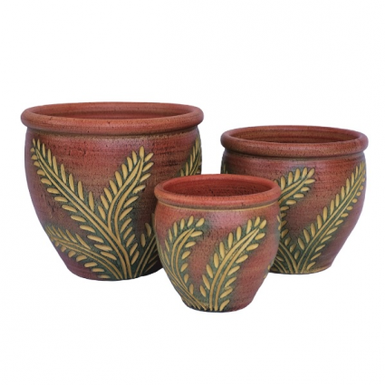 Frond Terra Cotta Planter Small