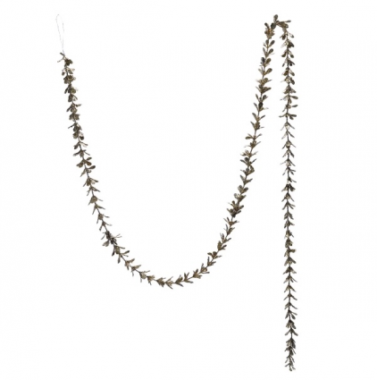 Faux Boxwood Glitter Garland Champagne Finish 72"