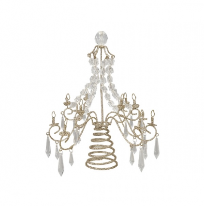 Metal Chandelier Tree Topper with Acrylic Crystals & Glitter 12"h