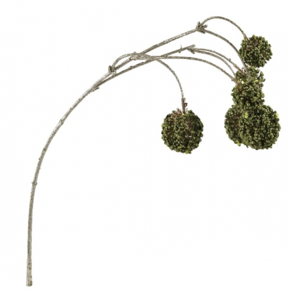 Faux Green Pod Spray with Glitter 25.5"