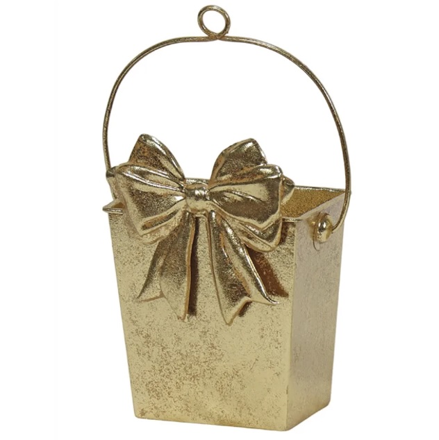Gold Metal Bow Basket 5.5" x 7.5"