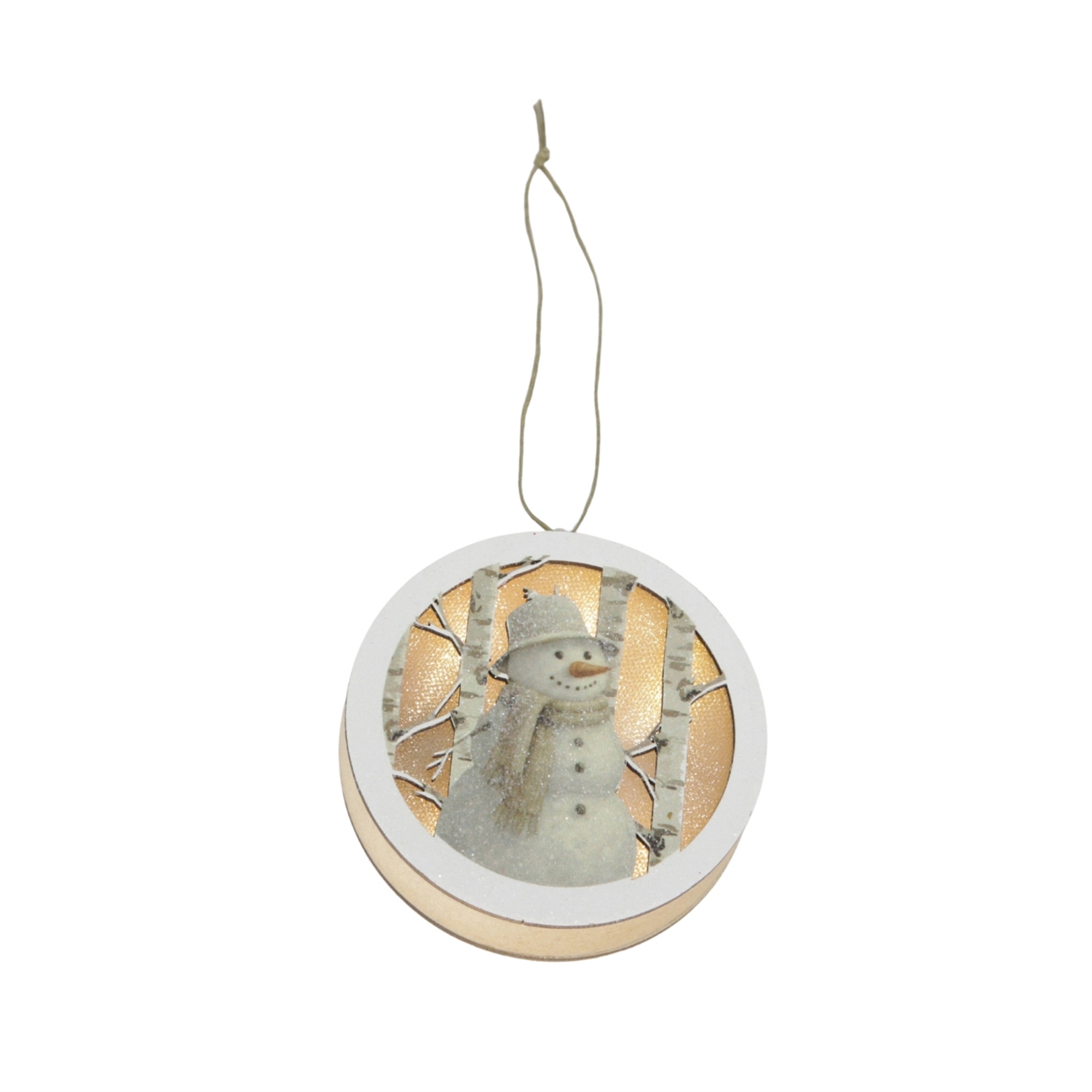 Birch Snowman Ornament 4"