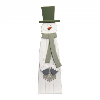Wood Snowman with Green Scarf 42"
