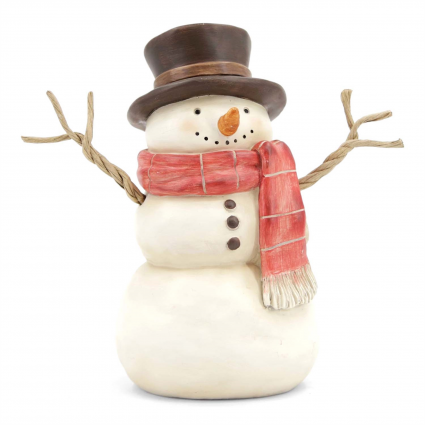 Red Scarf Resin Snowman 8"H