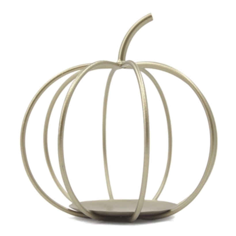 Gold Open Frame Metal Pumpkin 8"