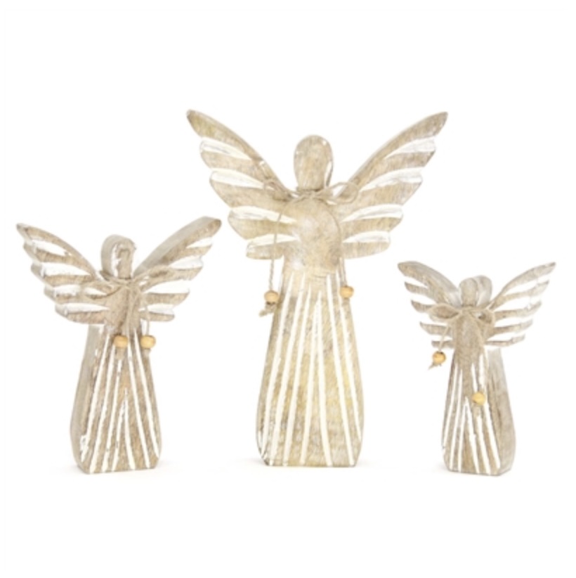 Wood Angel Figurine on Stand 6.5"H