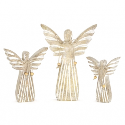 Wood Angel Figurine on Stand 6.5"H