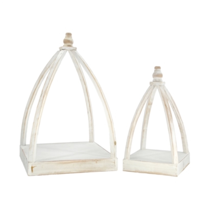 White Pyramid Wood Lanterns (Sold Separately) 18"H