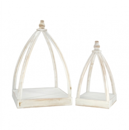 White Pyramid Wood Lanterns (Sold Separately) 14"H