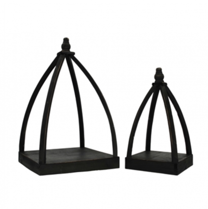 Black Pyramid Wood Lanterns (Sold Separately) 14"H