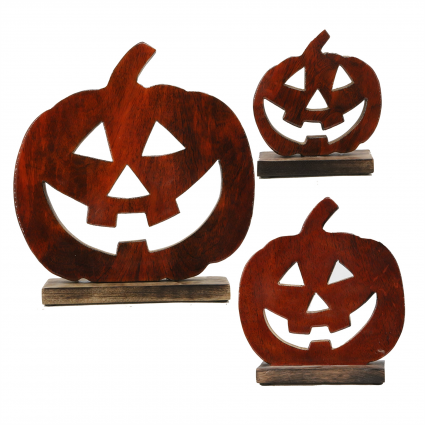 Orange Wood Jack O�Lantern Stands 8.5" (Sold Separately)