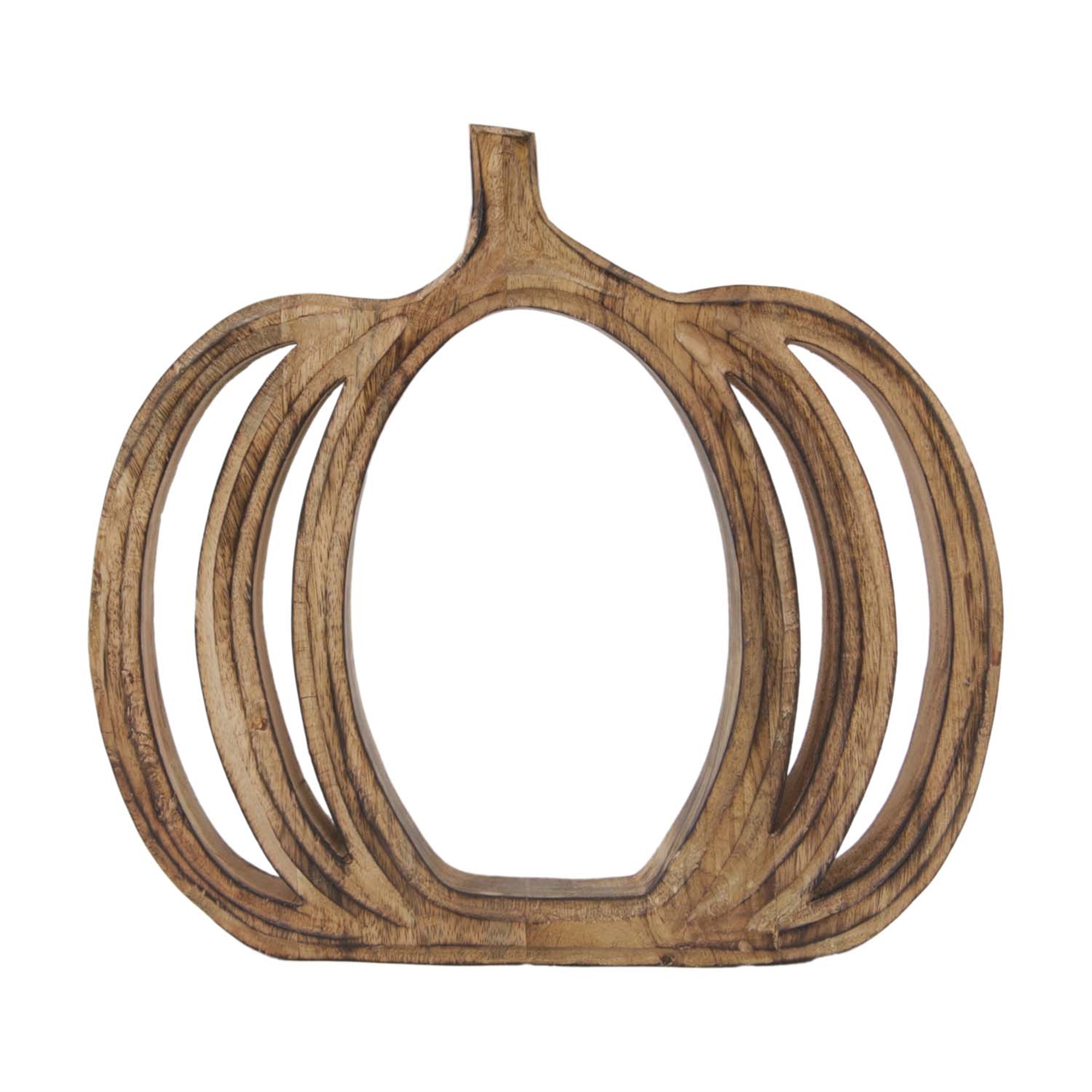 Small Dark Mango Wood Open Pumpkin Frame 13.5"