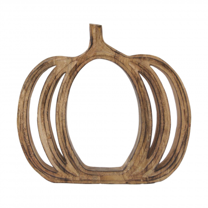 Small Dark Mango Wood Open Pumpkin Frame 13.5"