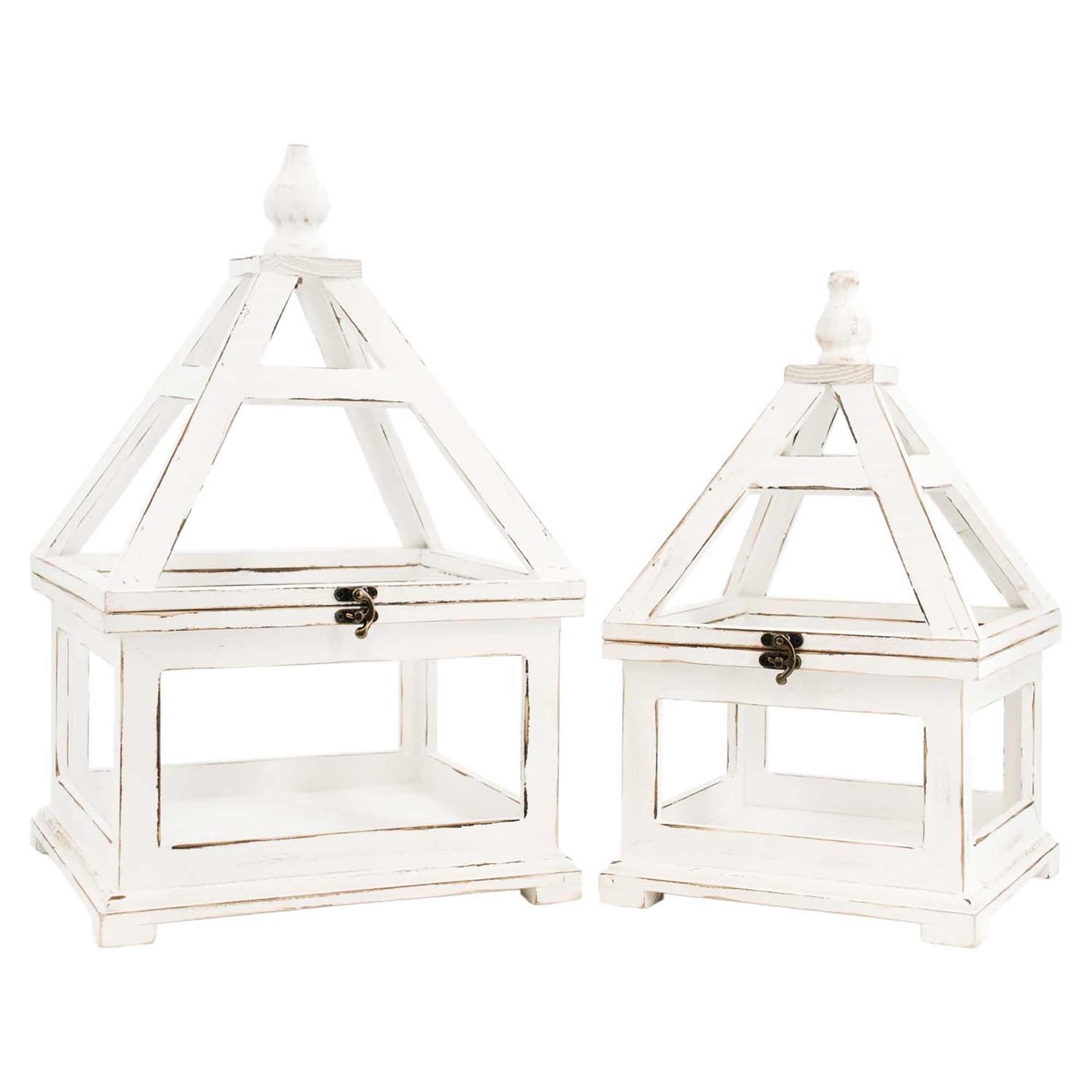 Small White Square Pyramid Roof Lantern 14" 