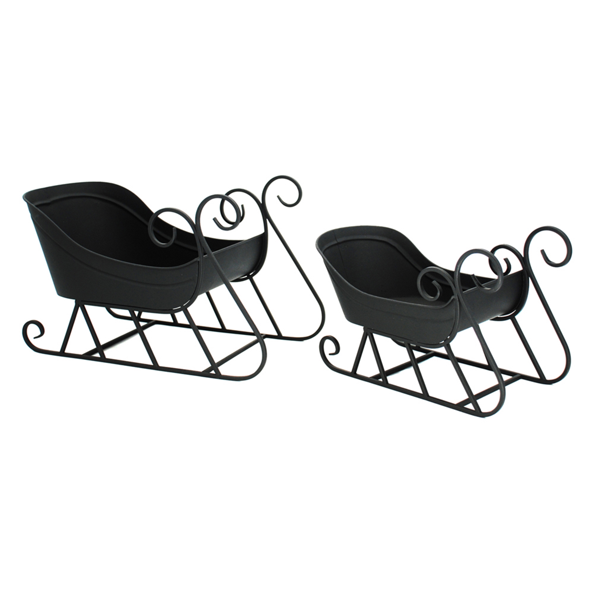 Large Black Metal Sleigh 16.5"L 