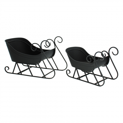 Large Black Metal Sleigh 16.5"L 