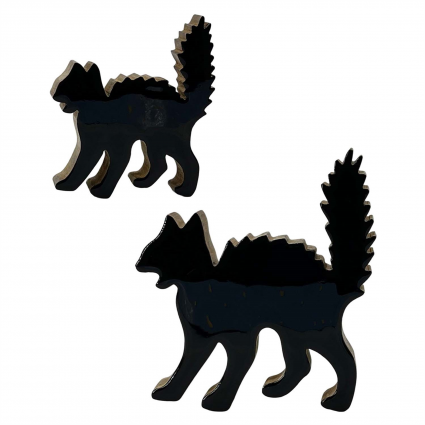 Small Black Enamel Halloween Cat 5" 