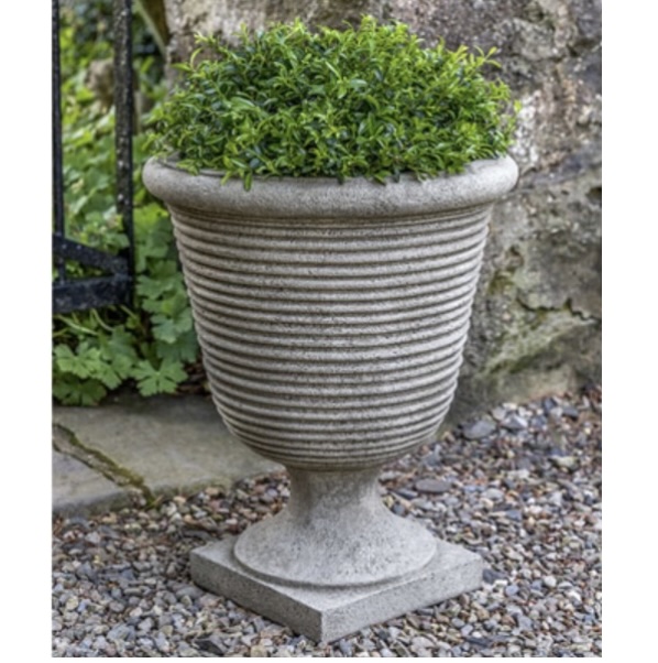 Ribbed Terrace Cast Stone Urn