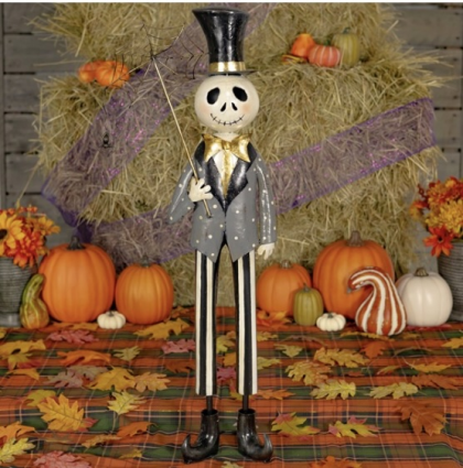 Bones Junior Dapper Skeleton Boy with Spiderweb Umbrella 36"