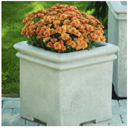 Double Rim Square Cast Stone Box Planter 