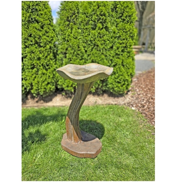 Single Lily Concrete Birdbath