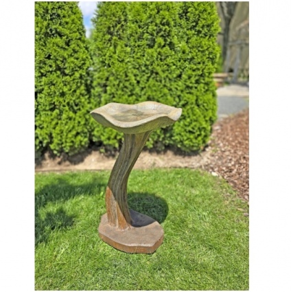 Single Lily Concrete Birdbath