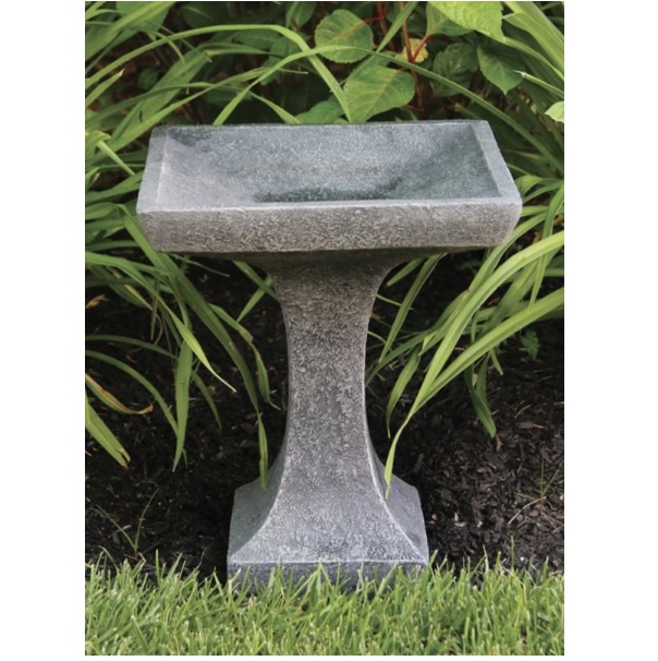Petite One Piece Square Concrete Bird Bath